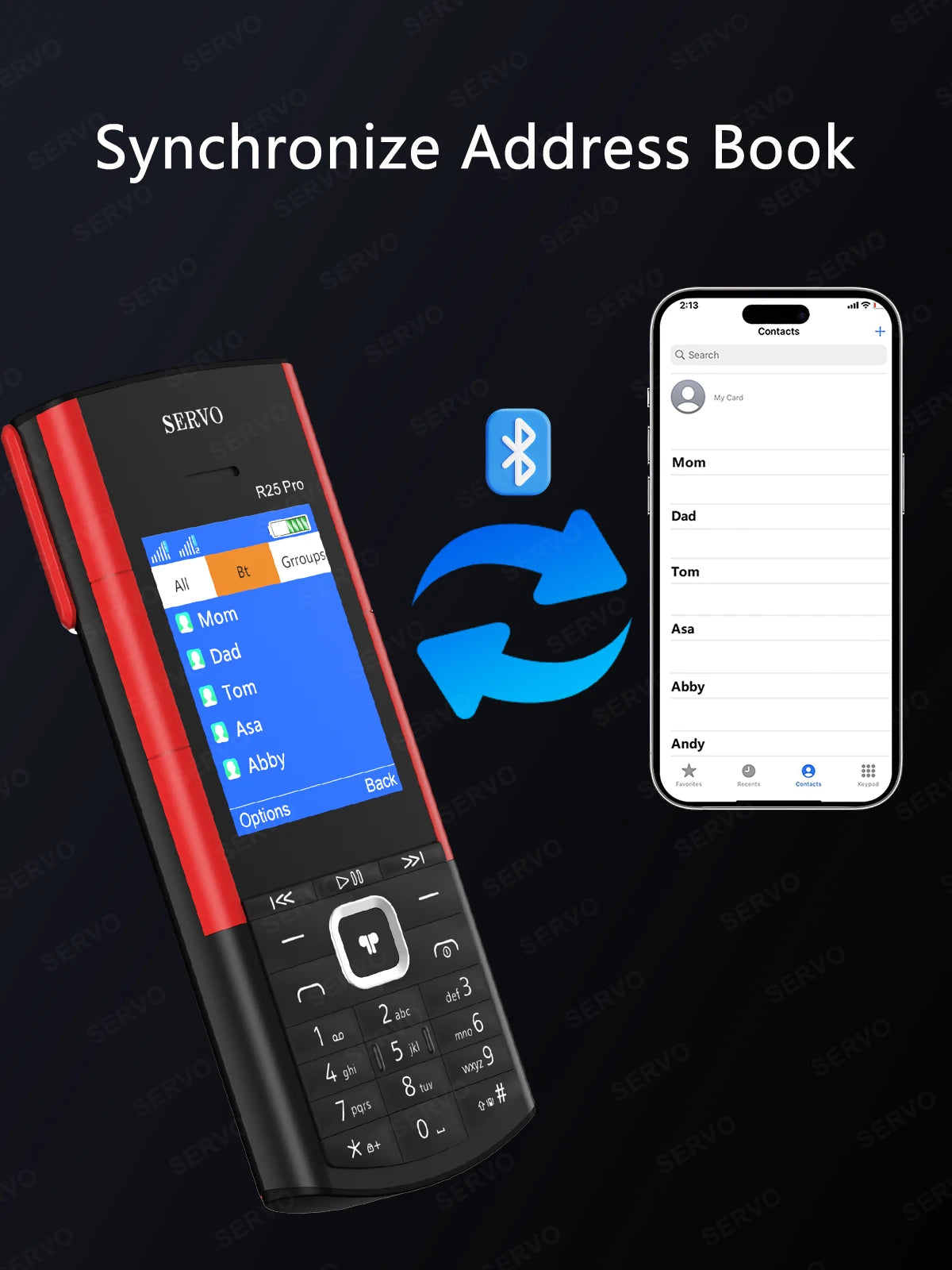 SERVO R25 PRO Button Mobile Phone Built-in TWS Earphones Dual SIM Standby Speed Dial Blacklist FM Radio 2G GSM Feature Cellphone