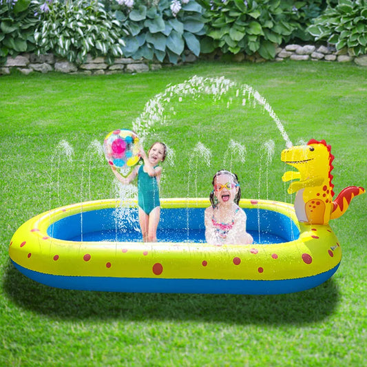 1.7M Swimming Pool,Inflatable Dinosaur Fountain,Outdoor Bathtub,Dolphin Sprinkling Game Mat,Children's Water Toy Summer