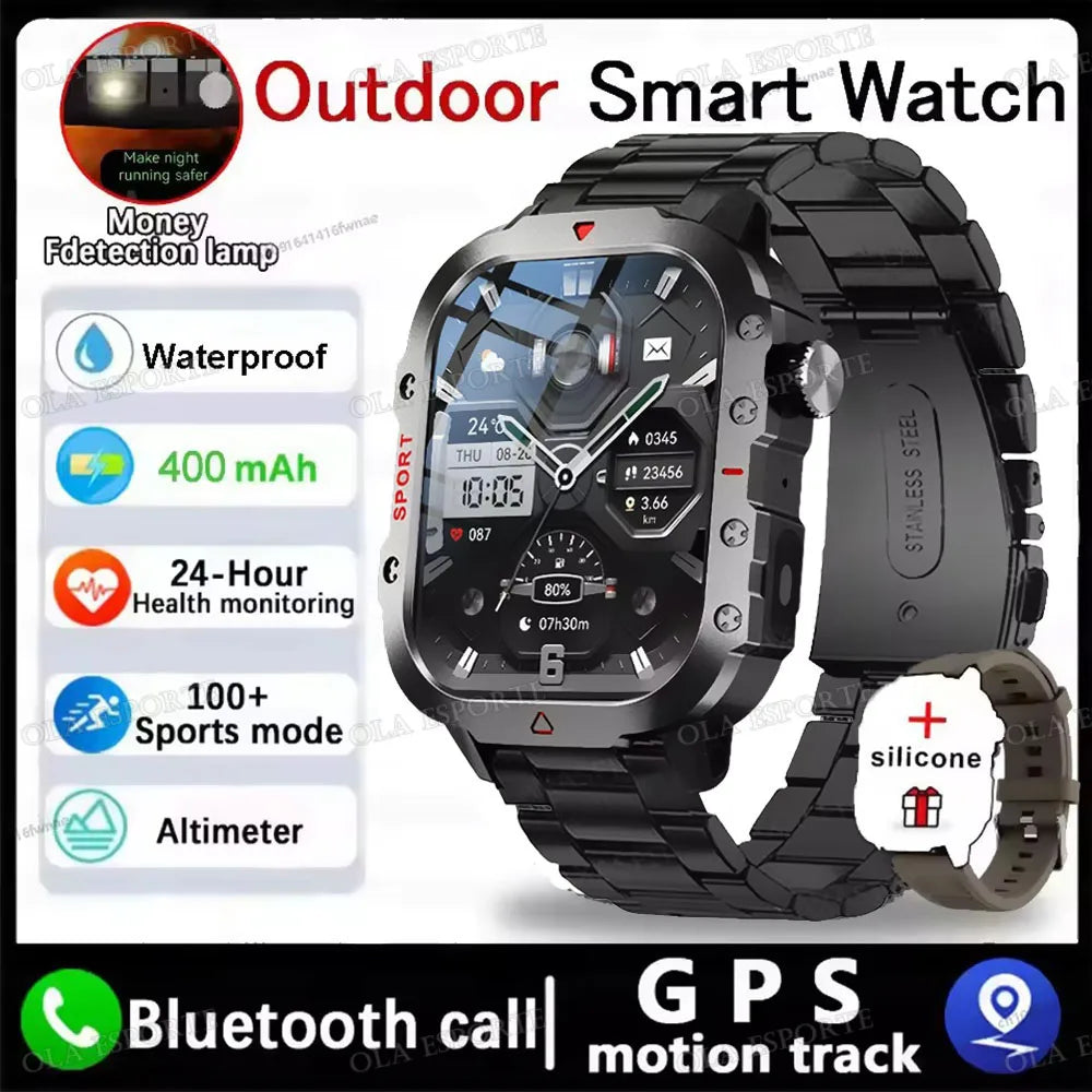 Beach Camp 2025 New LED Men's Smartwatch Bluetooth Talking Smartwatch Multi Sport Mode Health Monitor Outdoor Sport Smart Watch For Android