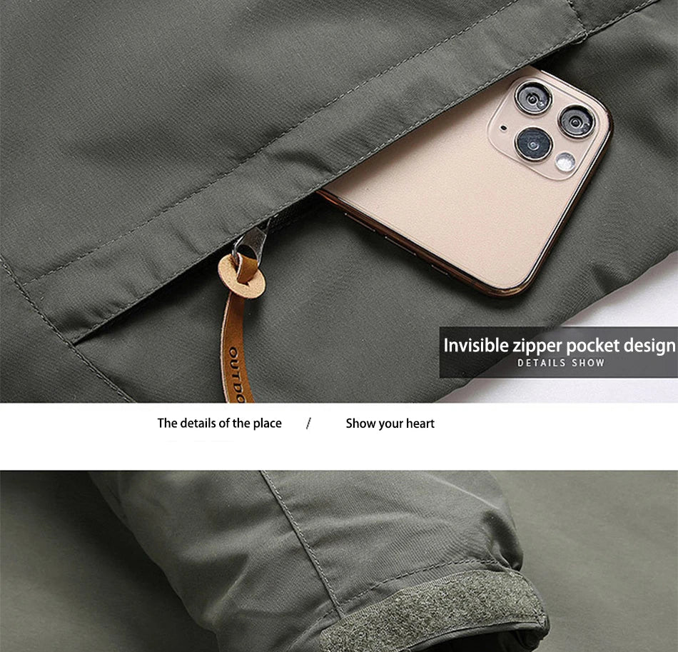 Beach Camp Winter Jacket Fashion Coat Hoodies Camping Hiking Jacket Men's Casual Waterproof Jacket Windbreaker Men Outerwear Men's Clothes