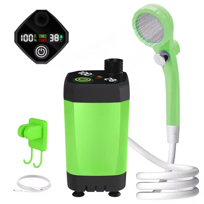Beach Camp Portable Camping Shower Pump 6000mAh Rechargeable Camping Shower with Intelligent LED Display Waterproof Shower Kit