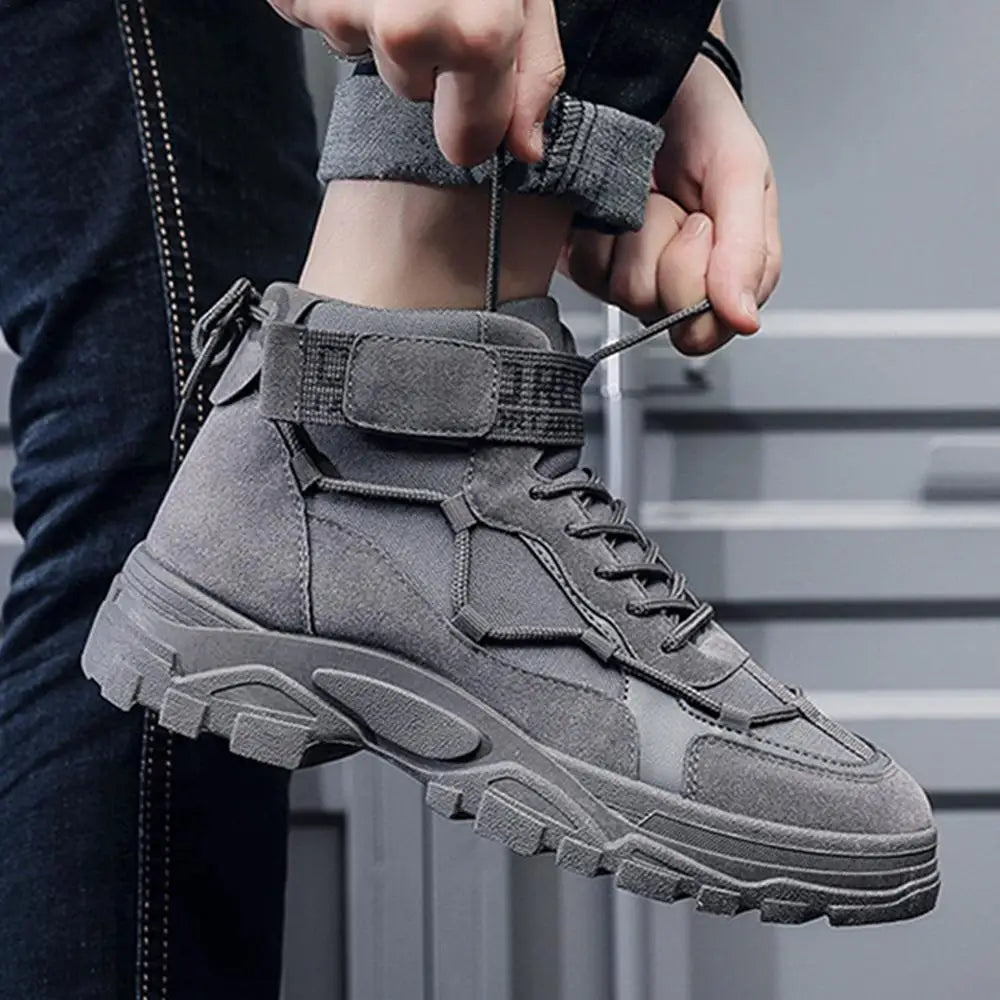 Men's High Top Hiking Boots Non-Slip Outdoor Trekking Tactical Military Boots Ankle Protctor Camping Climbing Biking Work Shoes