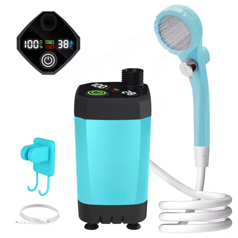 Beach Camp Portable Camping Shower Pump 6000mAh Rechargeable Camping Shower with Intelligent LED Display Waterproof Shower Kit