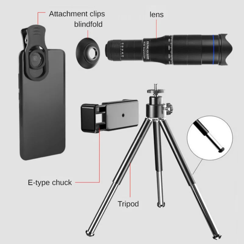 Beach Camp Professional Telescope Monocular HD 40X Zoom Phone Lens Camera Telephoto With Tripod Metal Telescope For Tourism Camping