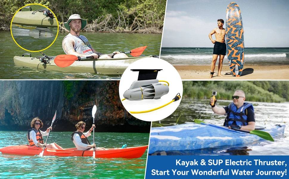 Beach Camp Underwater Thruster Motor for Kayak Boats Accessories, Electric Fins Propeller Stand Up Paddle SUP Surf Fishing Motor