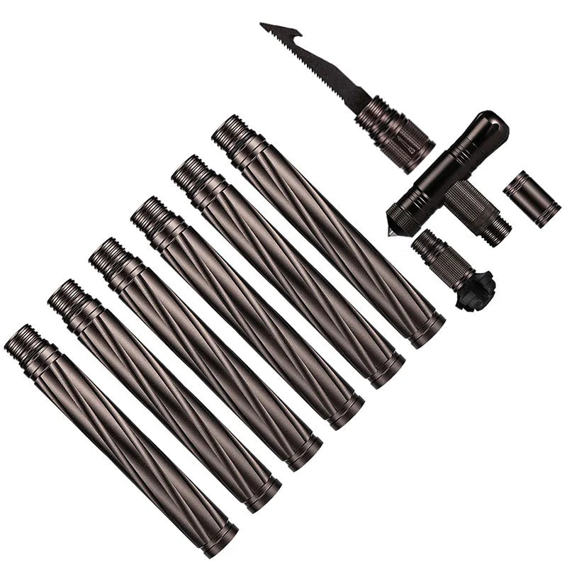 Beach Camp Folding Tactical Self-Defense Stick, Walking Hiking Stick, Trekking Poles, Outdoor Hiking
