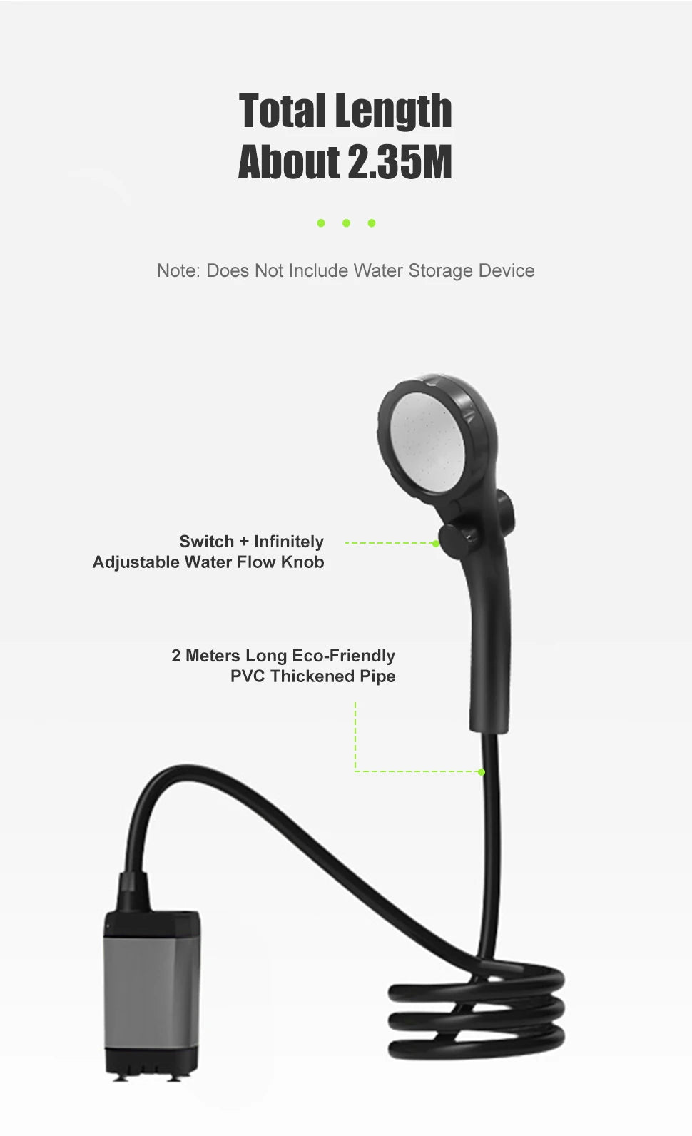 Beach Camp Portable Camping Shower Pump 6000mAh Rechargeable Camping Shower with Intelligent LED Display Waterproof Shower Kit