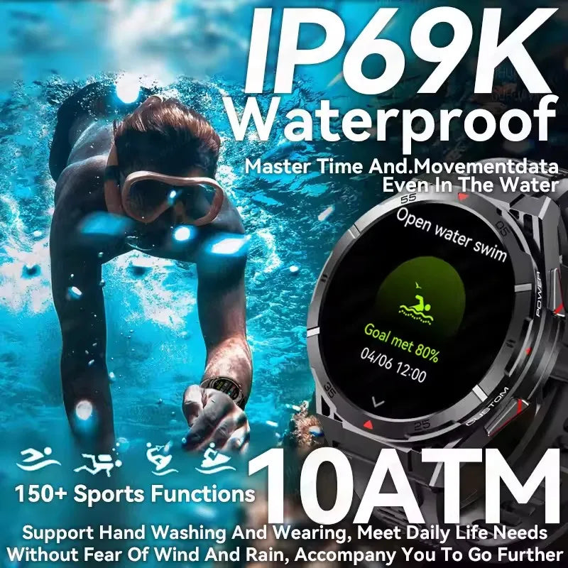 Beach Camp Swim Smartwatch Outdoor GPS Watch Sports Fitness Tracker Health Military Waterproof Watch BT5.3 Call Smart Watch for Android iOS