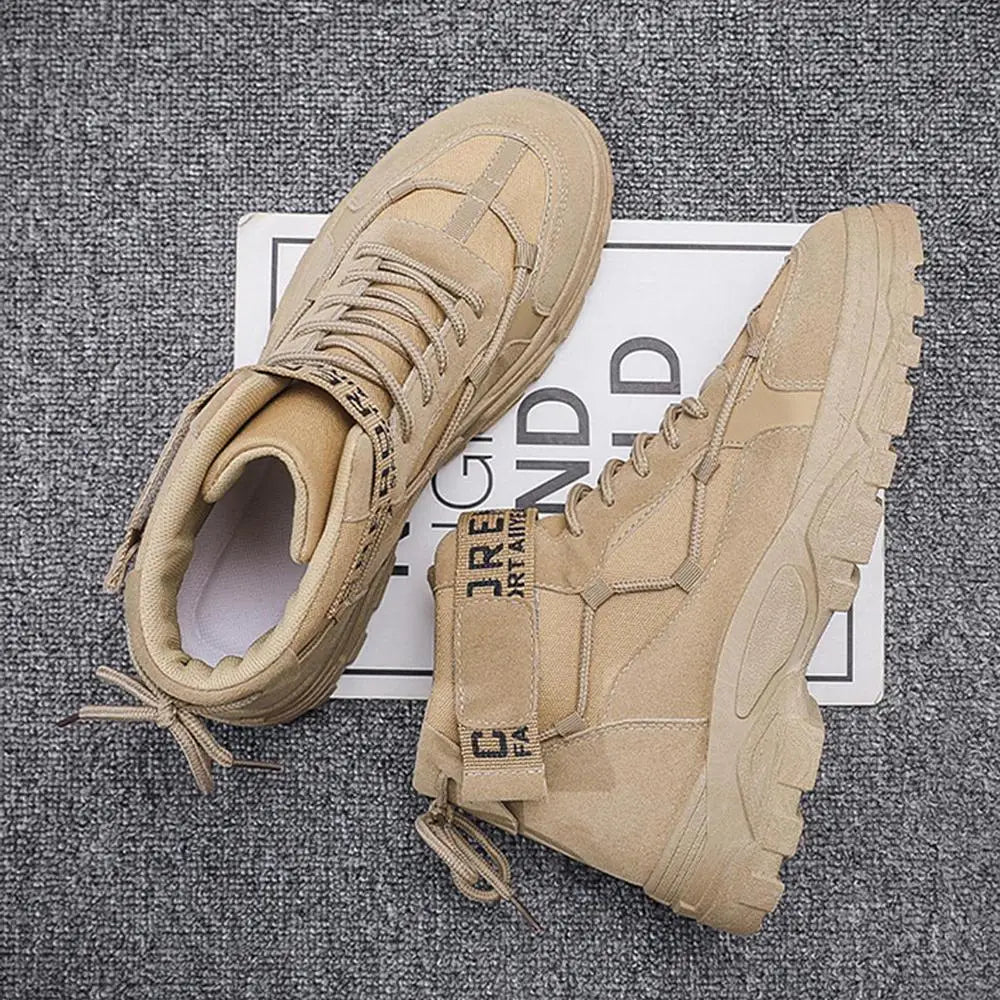 Men's High Top Hiking Boots Non-Slip Outdoor Trekking Tactical Military Boots Ankle Protctor Camping Climbing Biking Work Shoes