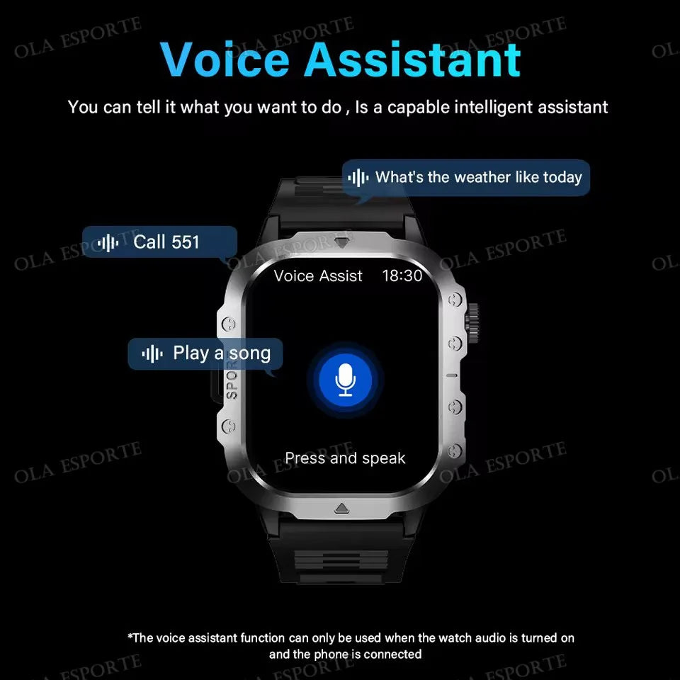 Beach Camp 2025 New LED Men's Smartwatch Bluetooth Talking Smartwatch Multi Sport Mode Health Monitor Outdoor Sport Smart Watch For Android