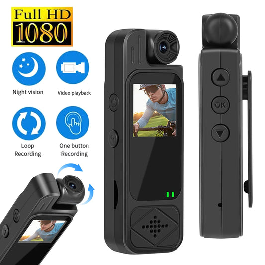 Beach Camp Full HD 1080P Mini Body Camera Body Mounted Camera Night Vision Digital Video Recorder 1.3inch Bodycam Police Camera