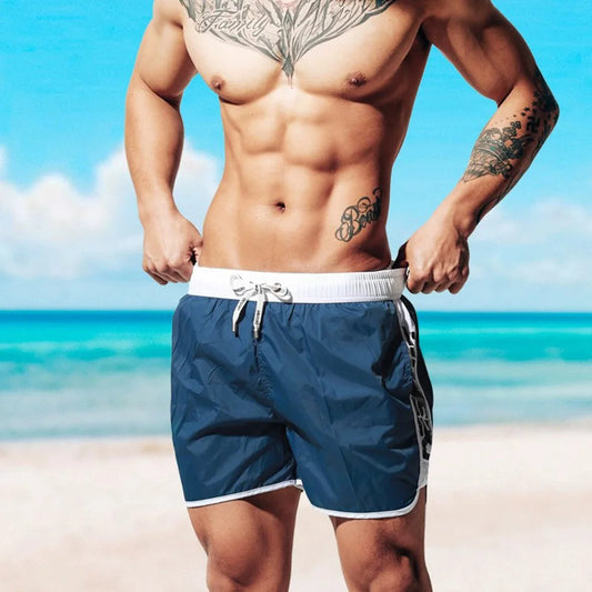 Beach Camp New Men's Swimsuit Shorts Beach Swimming Trunks Casual Fashion Loose Quick-Drying Surfing Running Seaside Gym Men's Bottoms