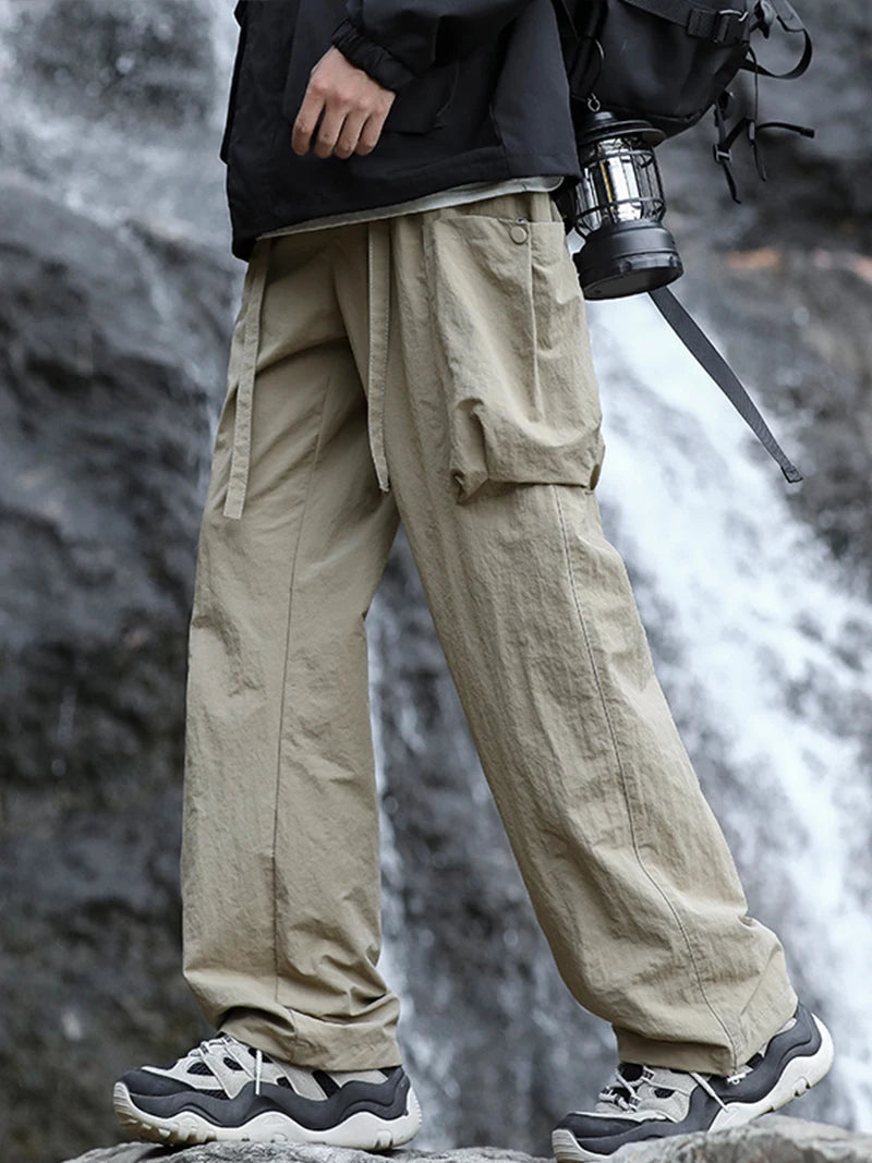 Beach Camp Hiking Pants Men Spring Summer Waterproof Lightweight Quick Dry Breathable Cargo Pants with Multi-Pockets Cooling Thin Trousers