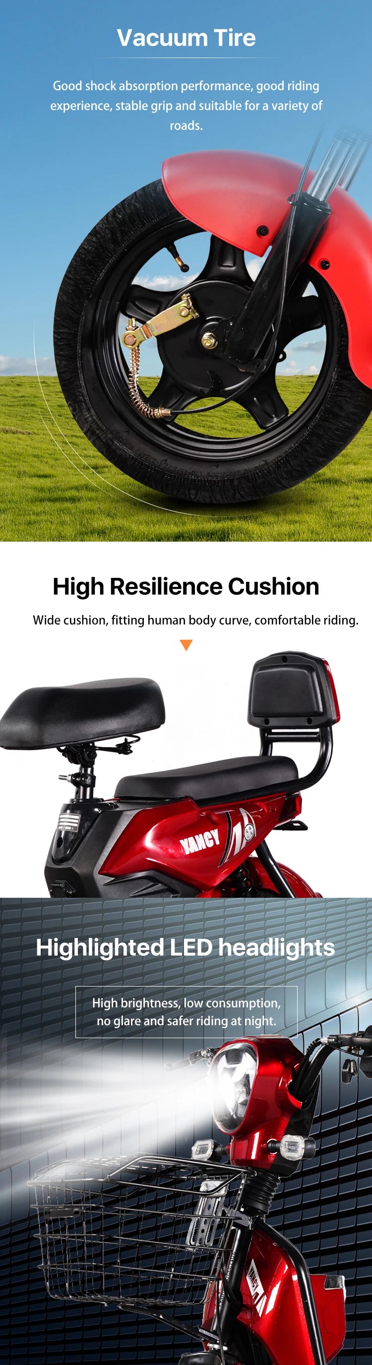 Beach Camp 60V 500W Electric City Scooter for Adults Popular Integrated 60V Smart Electronic Battery for Freight Courier Use