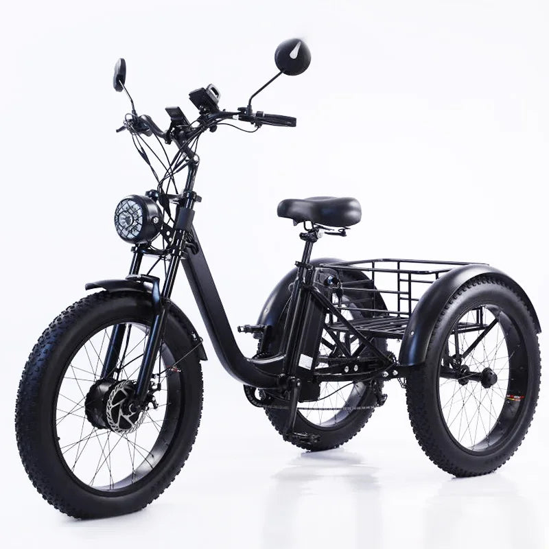 Beach Camp Electric Fat Bike 24 Inch Three Wheel Electric Bicycle Powerful Snow Mountain Electric Bike Adult Men's Women's