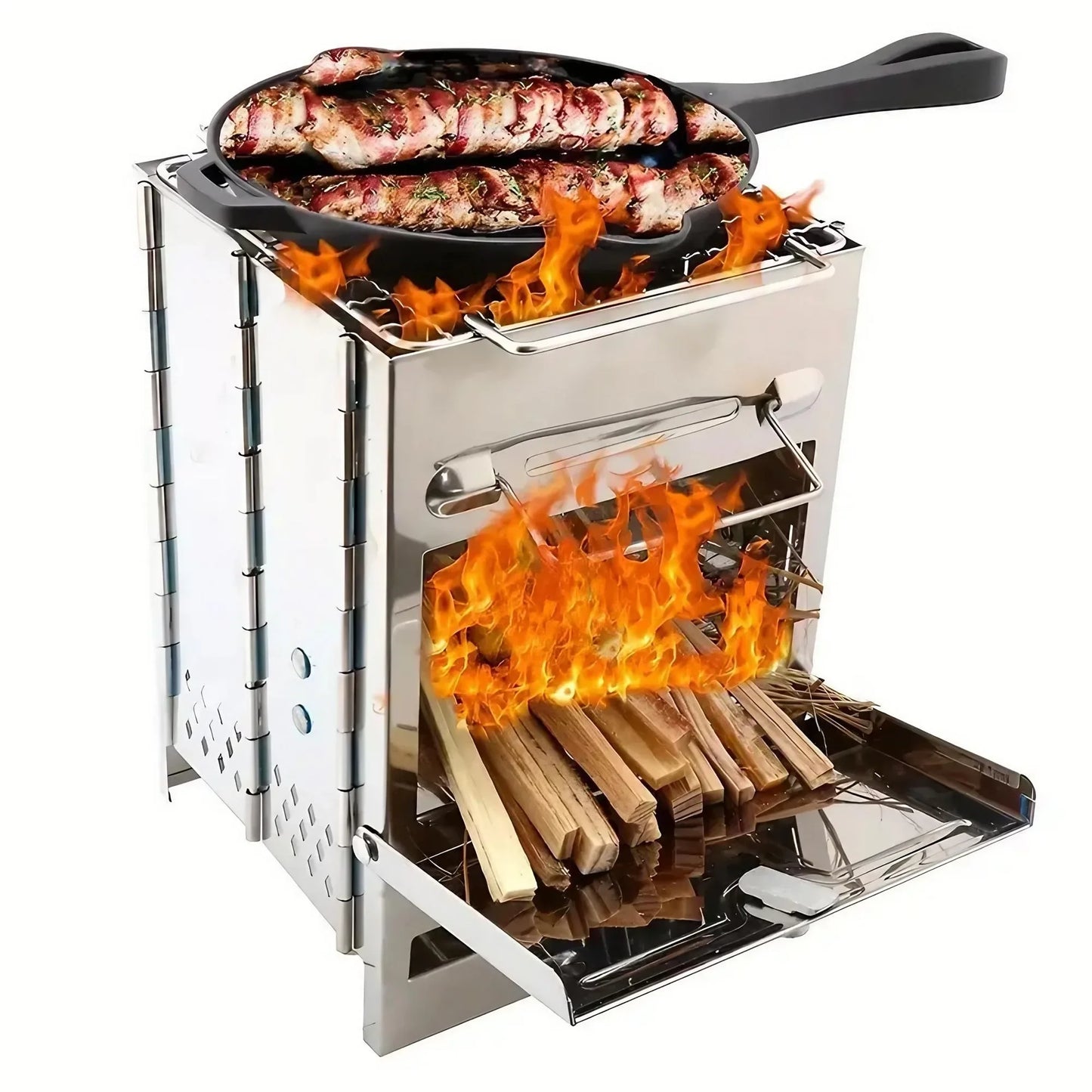 Beach Camp Square Wood Stove Outdoor Grill Mini Grill BBQ Outdoor Grill Camping Picnic Folding Grill