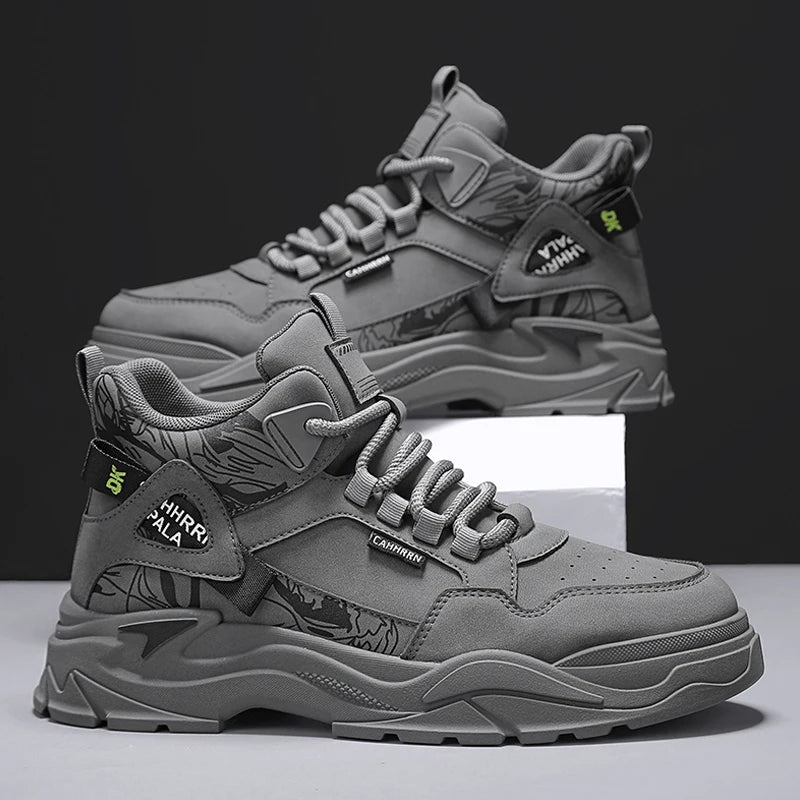 New Outdoor Boots Men's High Top British Style Cargo Short Boot Help Men's Outdoor Leisure Mountaineering Boots