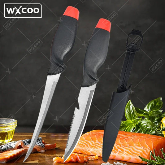 Beach Camp Fish Filleting Knife Ultra-sharp Boning Knife Stainless Steel Multi-purpose Meat Cleaver Fish Sushi Slicer Fruit Peeler