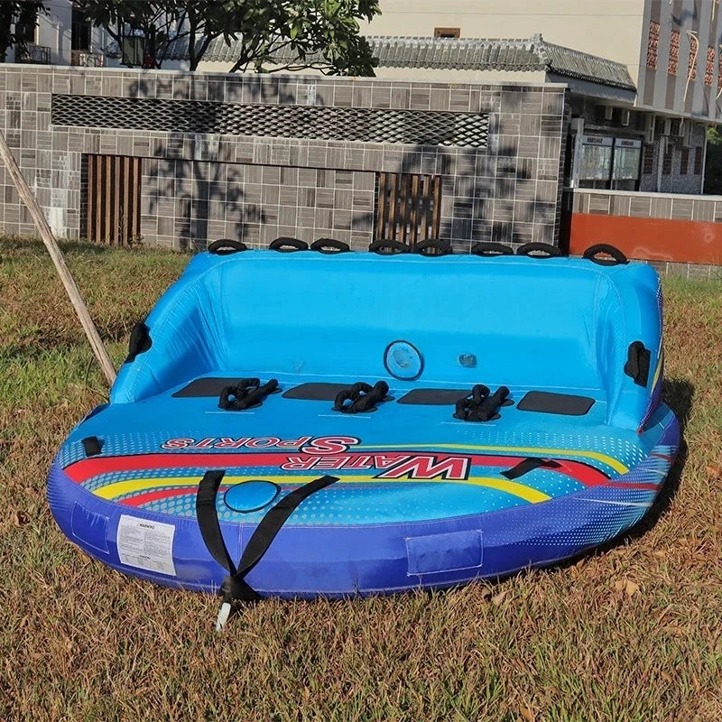 Beach Camp Inflatable Towable Booster Tube - Four Person Water Tube Boating Float Tow Raft Watersports Inflatable Playground