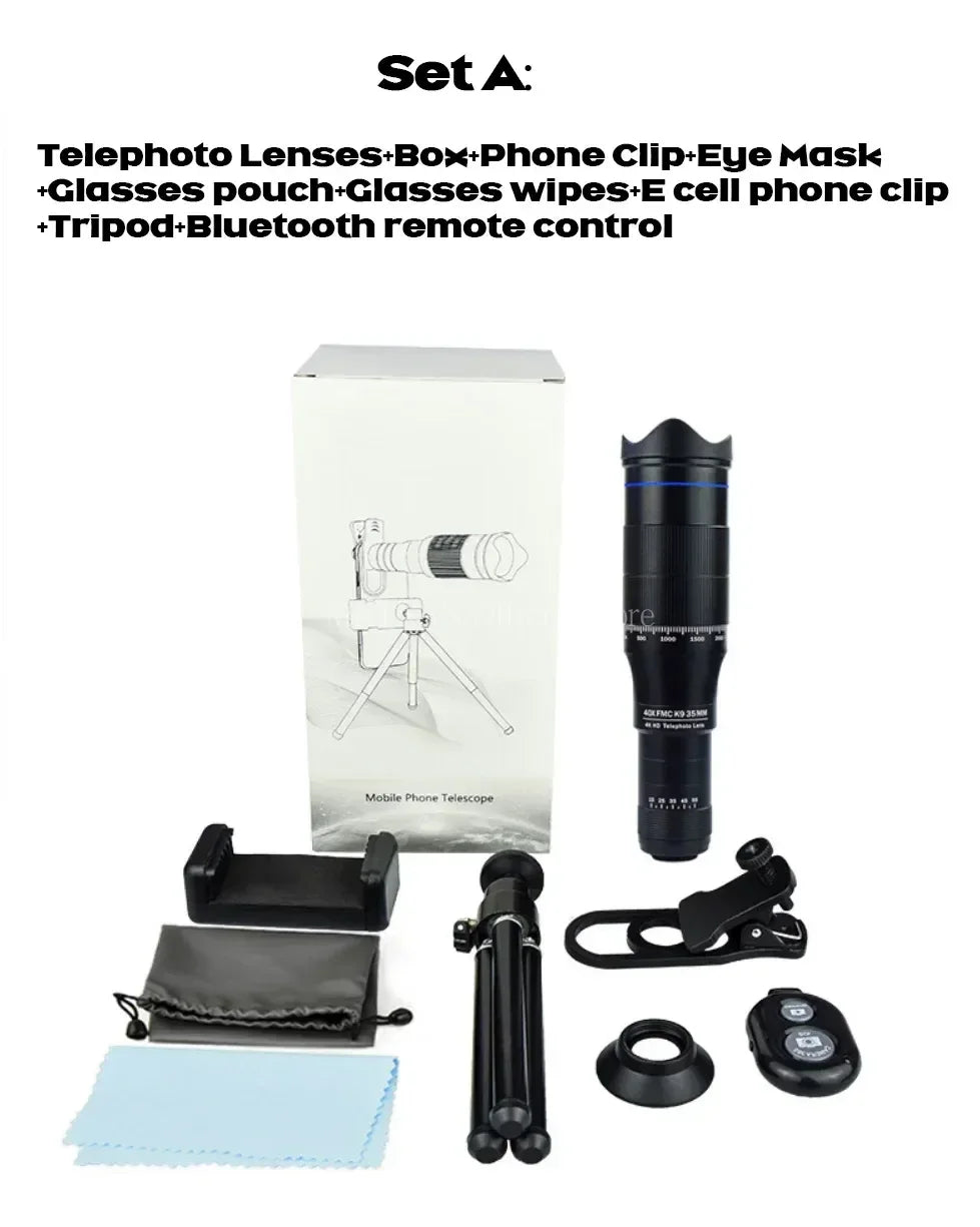 Beach Camp Professional Telescope Monocular HD 40X Zoom Phone Lens Camera Telephoto With Tripod Metal Telescope For Tourism Camping