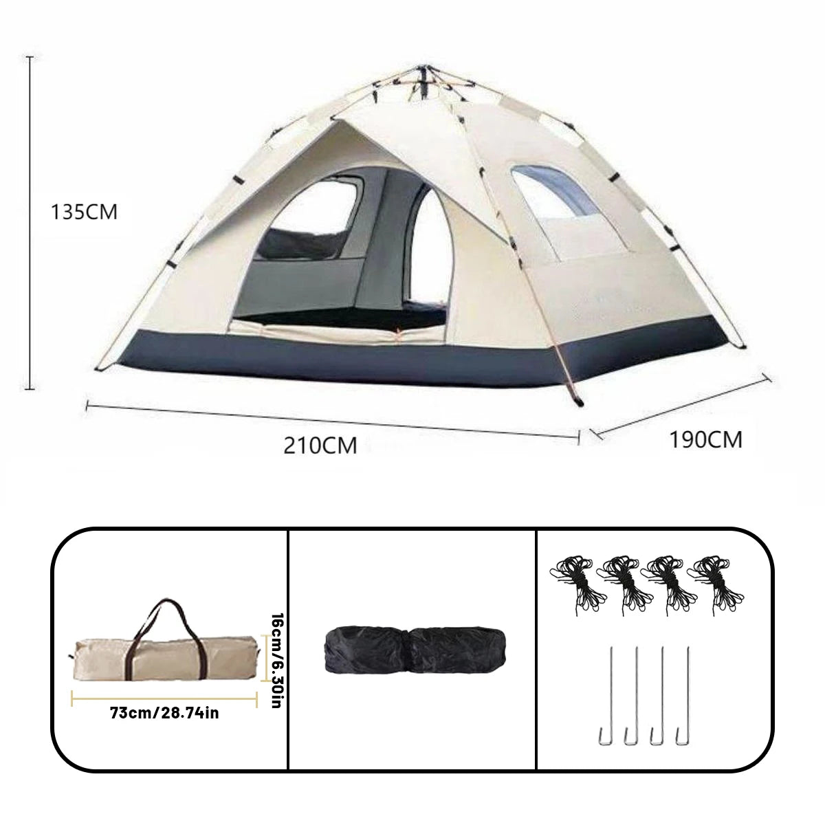 Beach Camp Outdoor Automatic Quick-opening Tent Automatic Rainproof Sunshine-proof Tent Fishing Beach Sunshine Shelter 4 person tents