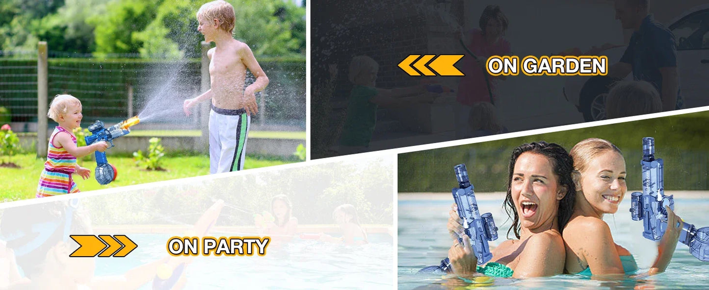 Battle Electric Water Guns，with Gun Muzzle Flame High Capacity Squirt Guns Summer Outdoor Beach Toy for Adult（blue、gray and Red）
