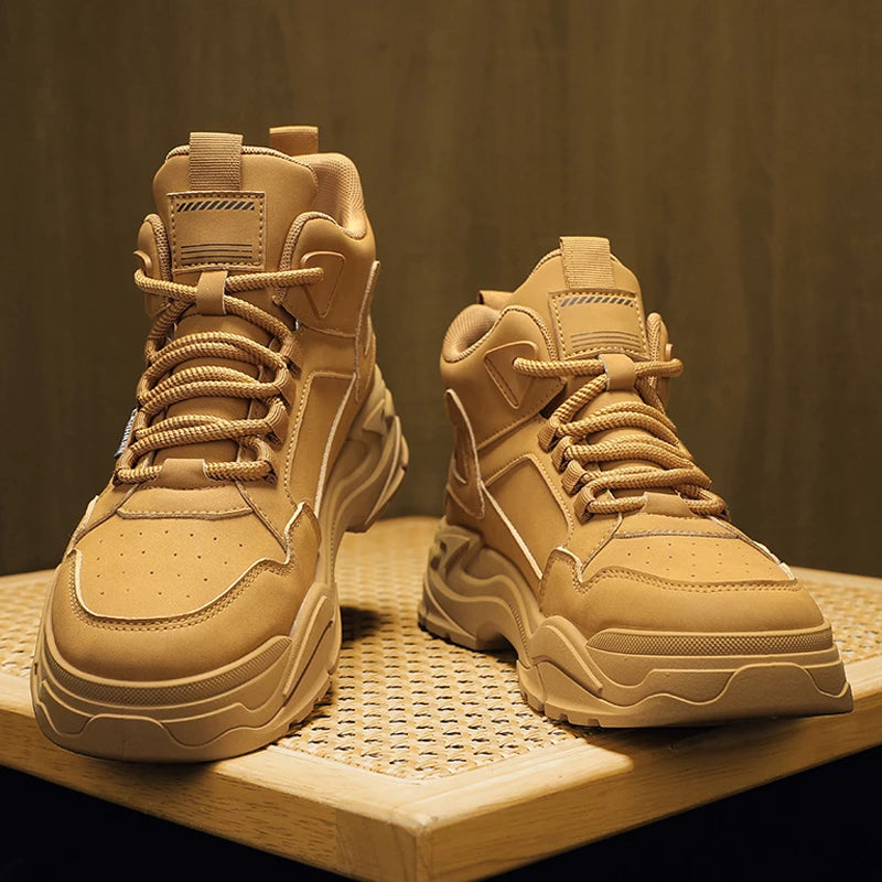 New Outdoor Boots Men's High Top British Style Cargo Short Boot Help Men's Outdoor Leisure Mountaineering Boots