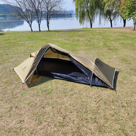 Beach Camp Backpacking Tent 1 Person Ultralight Aluminum Pole Stormproof Camping Tent Suitable for Four Seasons Single Person Tent