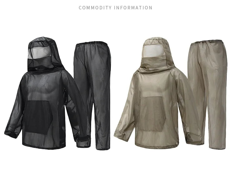 Beach Camp Outdoor Hunting Fishing Clothing Camouflage Hooded Ghillie Suit Jungle Camping Hiking Gardening Work Wear Mosquito Proof Clothes