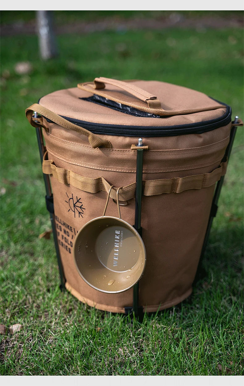 WELLHIKE Portable Collapsible Outdoor Camping Ice Bucket Car Carrying Round Bucket Insulation Keep Cold Keep Fresh Bag