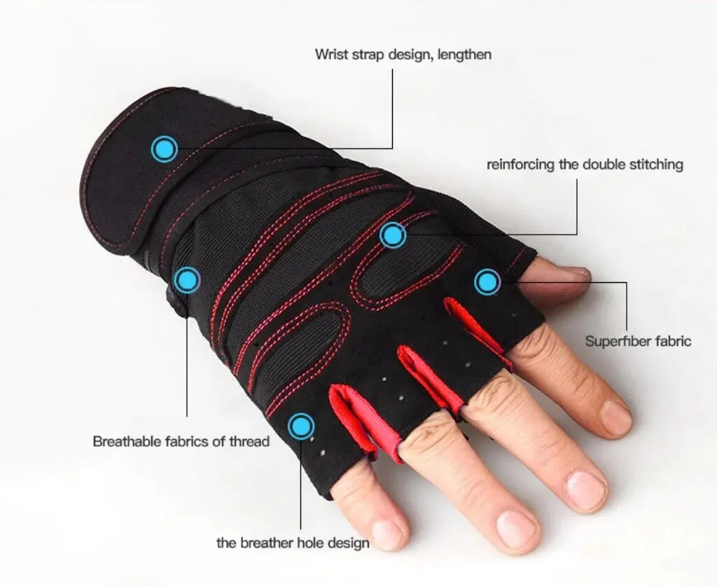 Beach Camp Cycling Gloves Gloves Half Finger Gloves Anti-Slip Shock-Absorbing Breathable Glove for Fitness Cycling Outdoor Sports Unisex