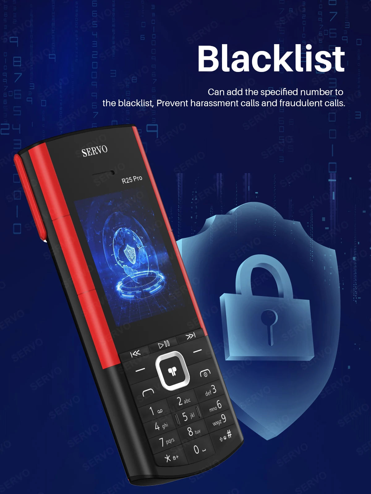 SERVO R25 PRO Button Mobile Phone Built-in TWS Earphones Dual SIM Standby Speed Dial Blacklist FM Radio 2G GSM Feature Cellphone