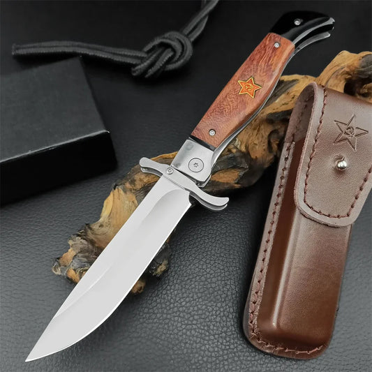 Beach Camp High Quality Folding Knife 440C Blade Wooden Handle Outdoor Hunting Camping Knives Tactical Pocket EDC Tool