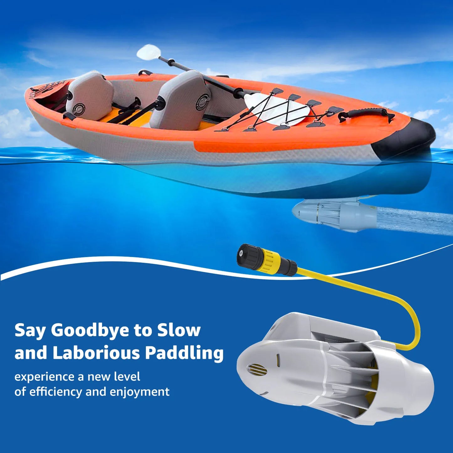 Beach Camp Underwater Thruster Motor for Kayak Boats Accessories, Electric Fins Propeller Stand Up Paddle SUP Surf Fishing Motor