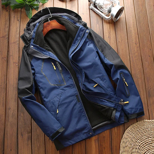 Beach Camp Sportwear Ski Camping Jacket Windbreak Waterproof Outdoor Coat Men Climbing Hiking Coats Winter 3 in 1 Fleece Lining Warm Jacket