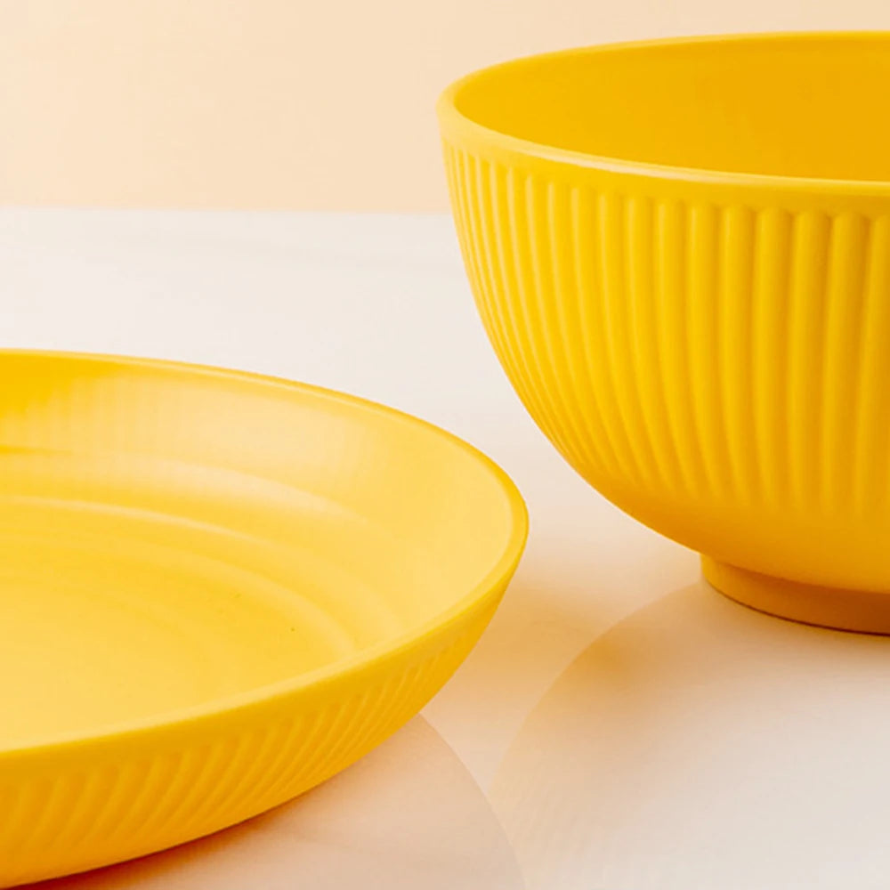 24Pcs Plastic Dining Plate Bowl Cup Tableware Set for 6 People Dinner Dessert Plate Set Outdoor Camping Party