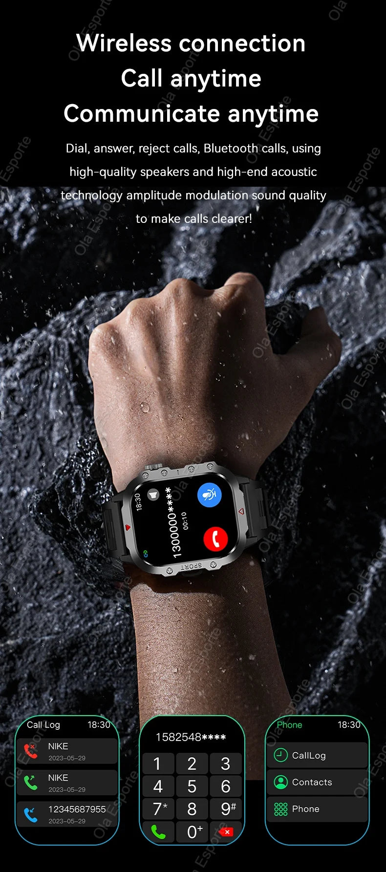 Beach Camp 2025 New LED Men's Smartwatch Bluetooth Talking Smartwatch Multi Sport Mode Health Monitor Outdoor Sport Smart Watch For Android