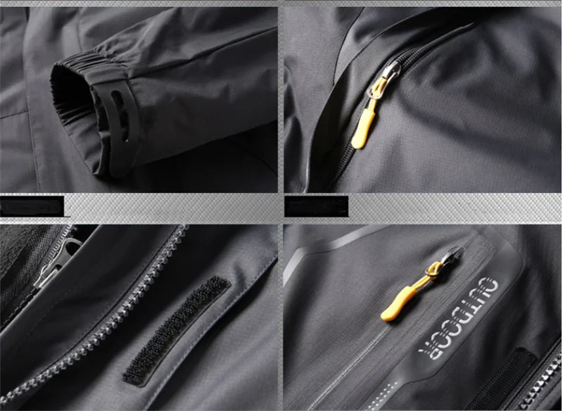 Beach Camp Sportwear Ski Camping Jacket Windbreak Waterproof Outdoor Coat Men Climbing Hiking Coats Winter 3 in 1 Fleece Lining Warm Jacket