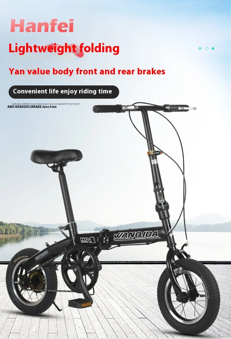 Beach Camp Cycling City Mini Folding Bicycle 14 Small Bike Portable Ultra Light Transmission Disc Brakes