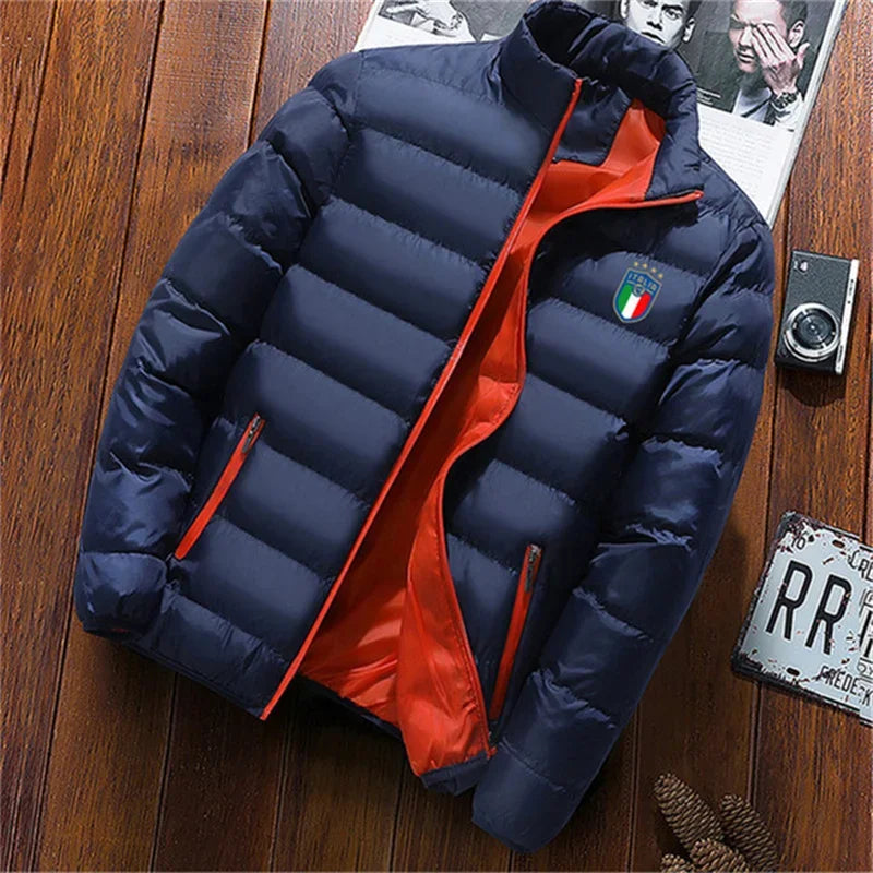 Beach Camp Winter coat men's fashion stand collar men's coat outdoor camping men's solid thickened jacket coat men's Parka