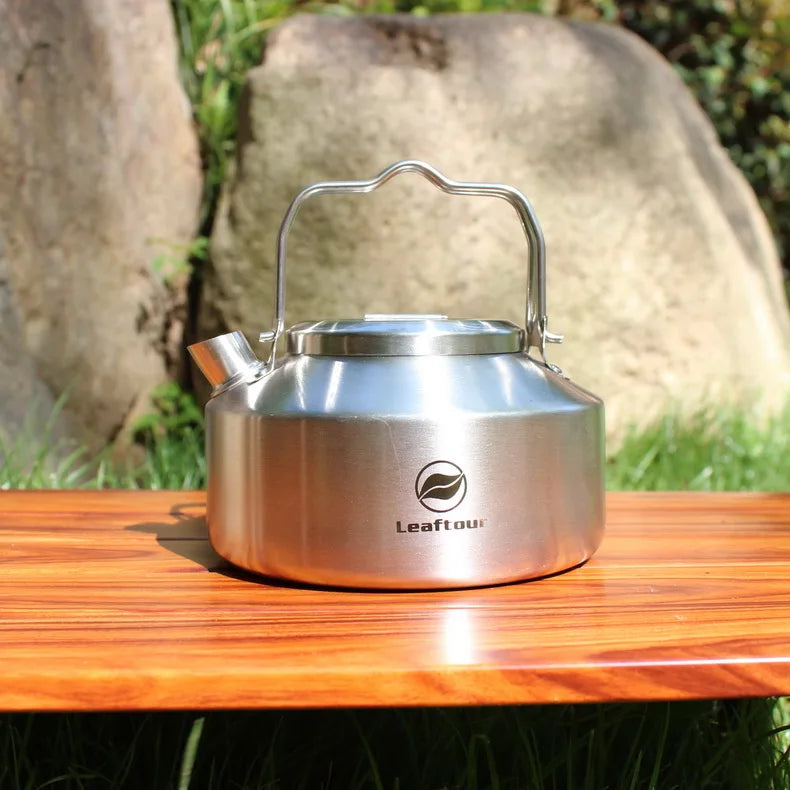 Beach Camp Stainless Steel Camping Cookware Set Kettle Pot Pan - Outdoor Cooking Essentials for 2-3 People