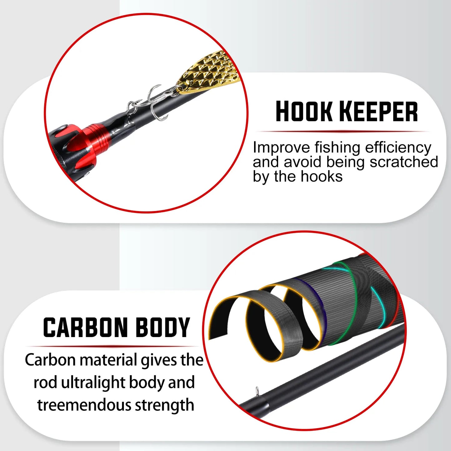 Beach Camp Casting Spinning Fishing Rod 2.1m UltraLight Carbon Fiber Rod Pole 4 Section with EVA Handle 0.8-5g Lure Weight