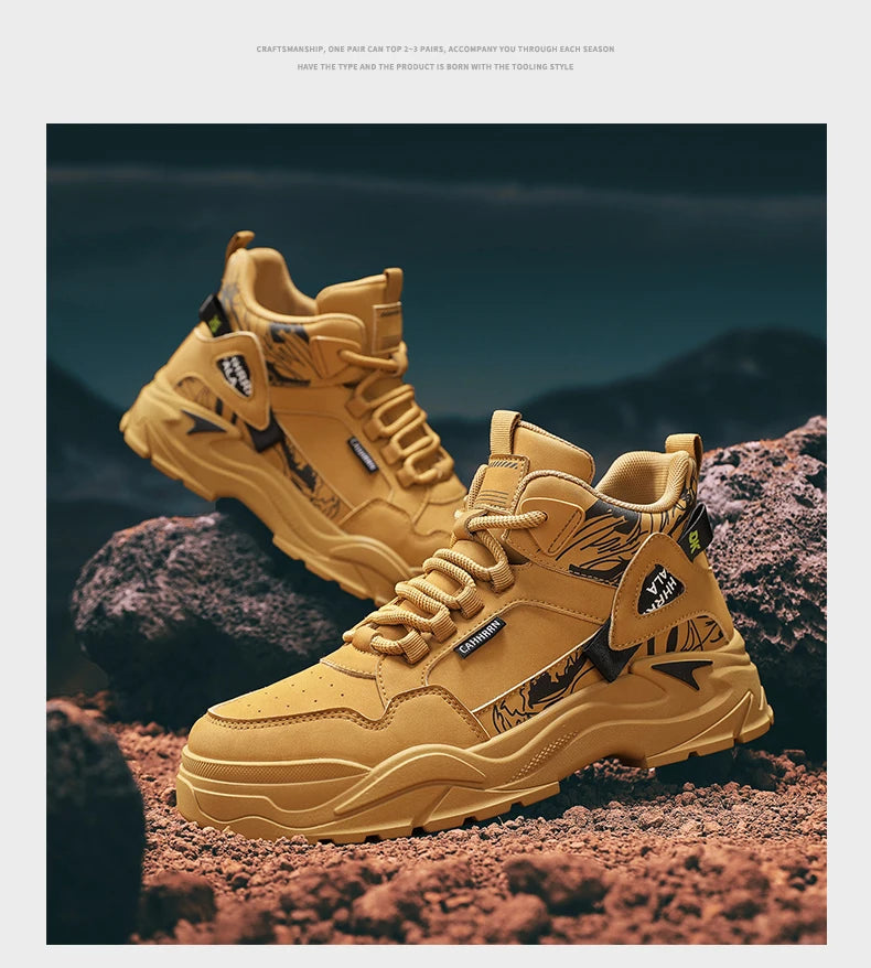 New Outdoor Boots Men's High Top British Style Cargo Short Boot Help Men's Outdoor Leisure Mountaineering Boots