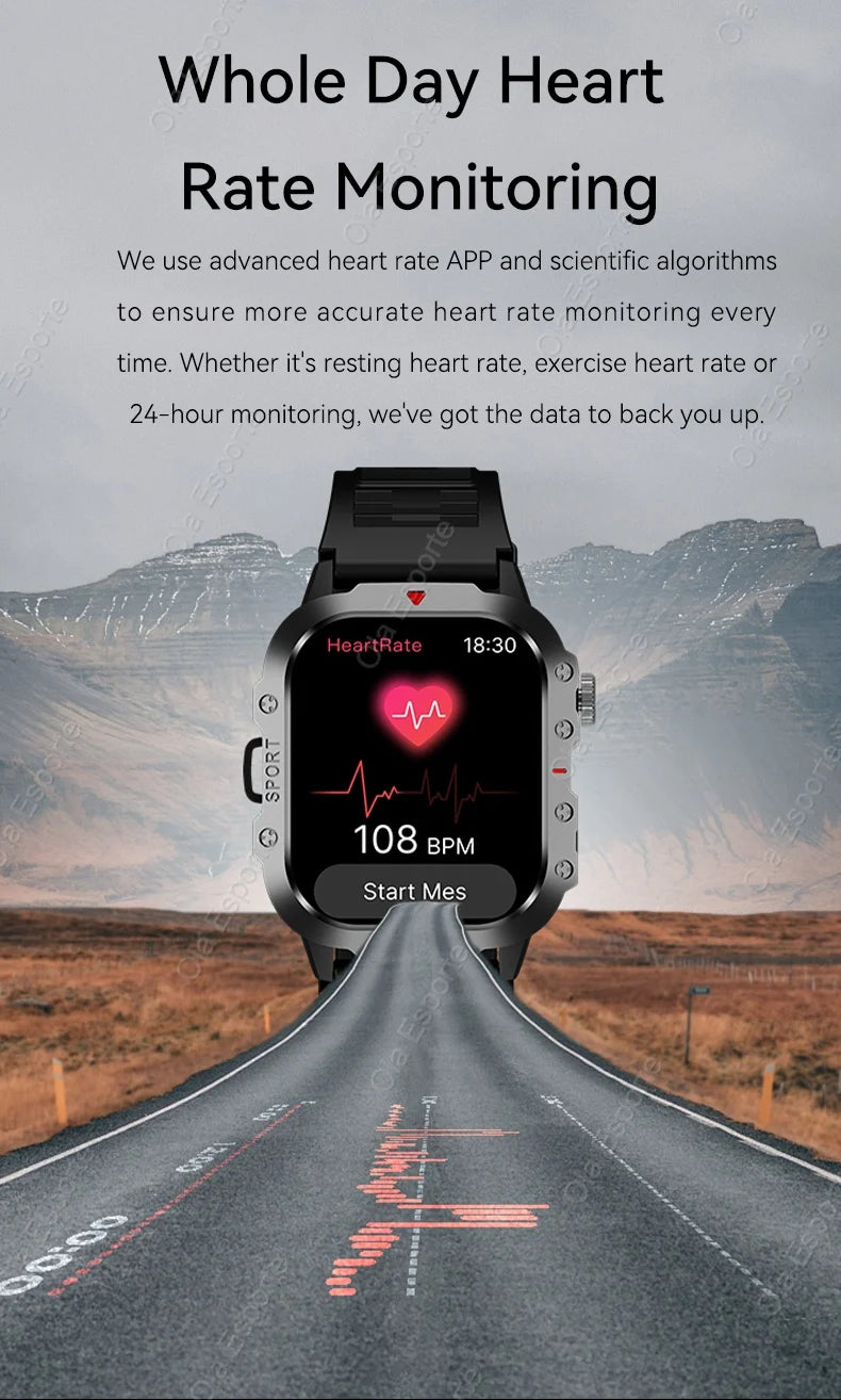 Beach Camp 2025 New LED Men's Smartwatch Bluetooth Talking Smartwatch Multi Sport Mode Health Monitor Outdoor Sport Smart Watch For Android