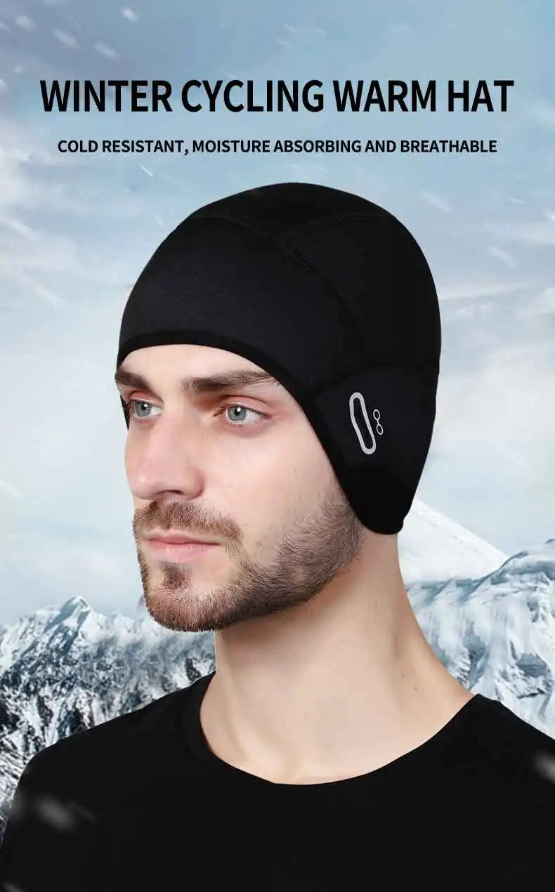 Winter outdoor cycling warm hat helmet lined with ear protection windproof fleece warm hat mountaineering and skiing cold-proof