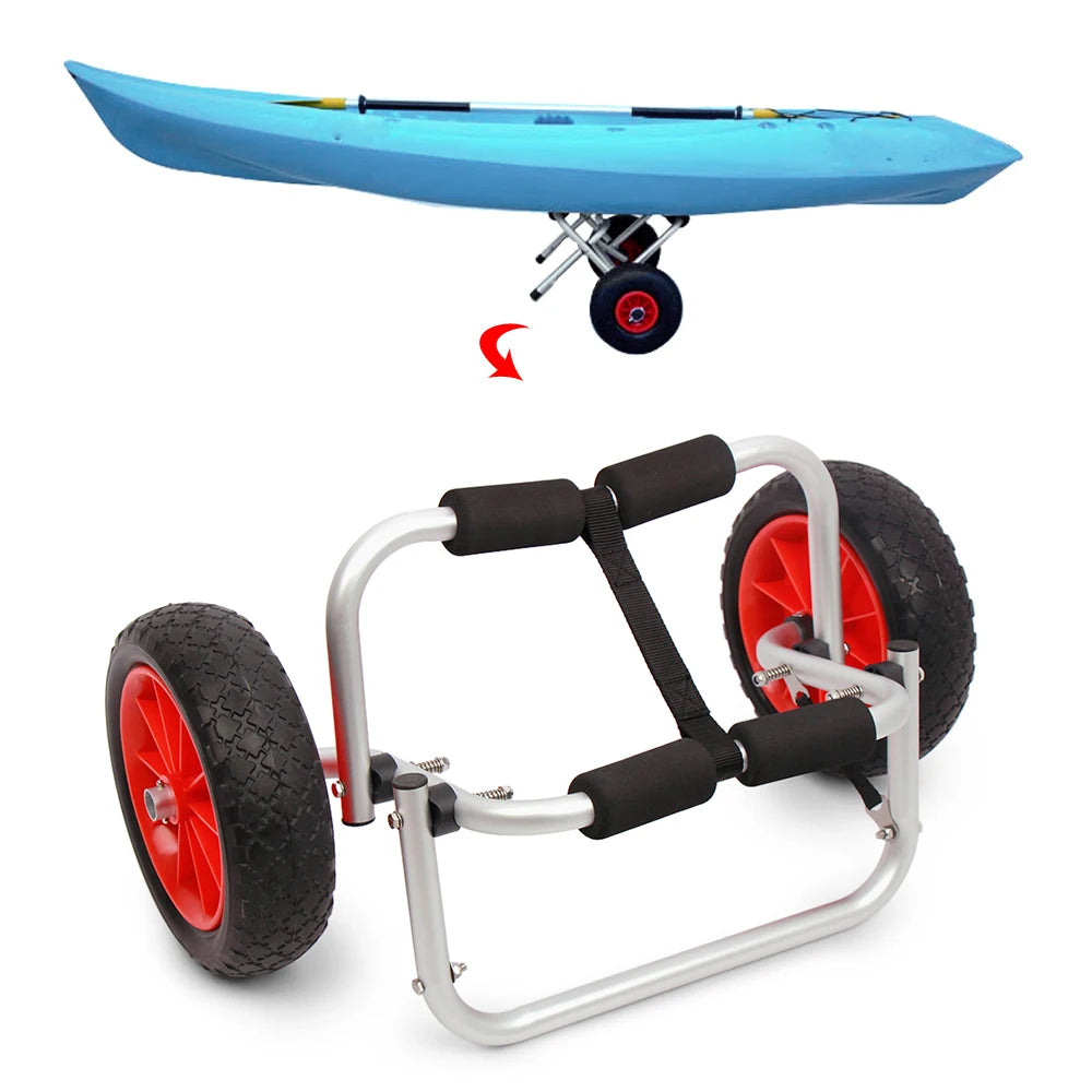 Beach Camp 175 lb. Loading Capacity Foldable Kayak Trolley Energy-saving Two-wheeled Carrier Cart for Kayak Canoe Boat