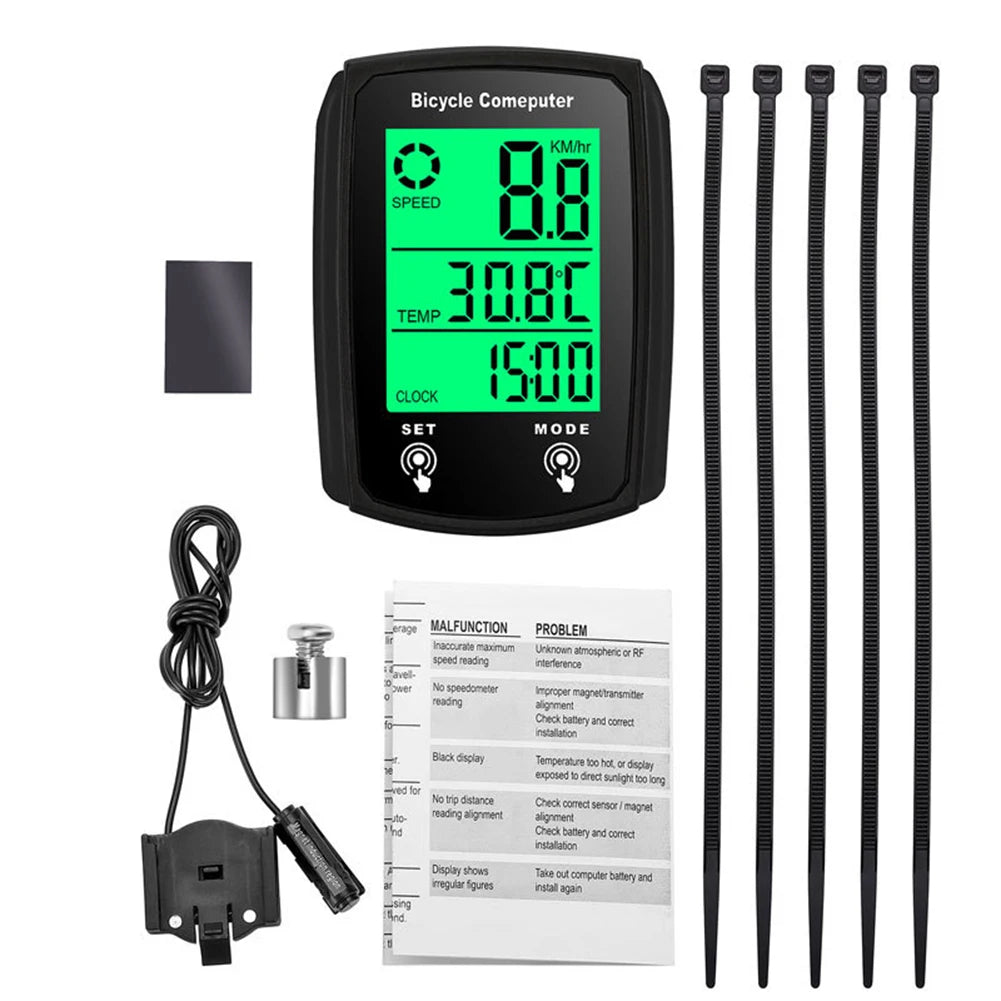 Beach Camp Bicycle Computer LCD Digital Wired Cycling Computer Speedometer Bike Speed Odometer With Backlight bike Accessories