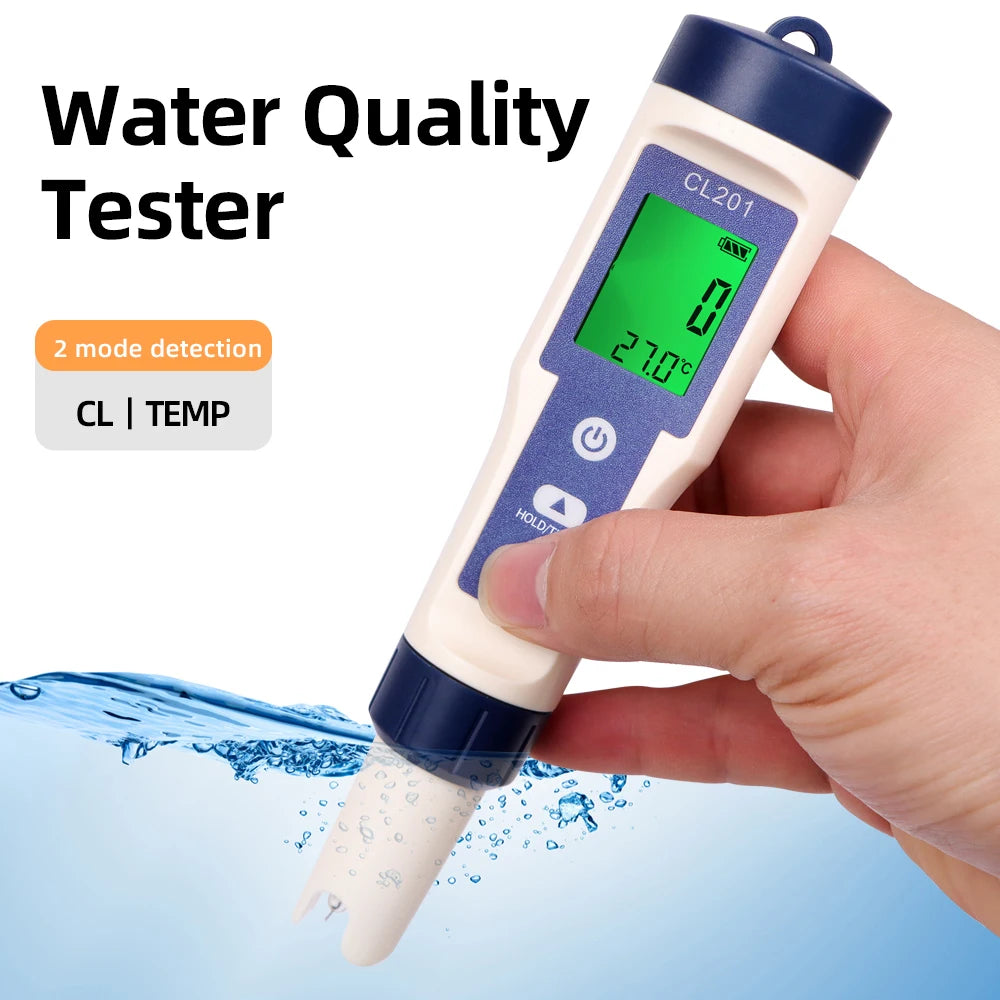 Beach Camp 5 in 1 Chlorine Meter PH/CL2/H2/ORP/Temperature Meter Water Quality Tester for Pools Drinking Water Aquarium Aquaculture