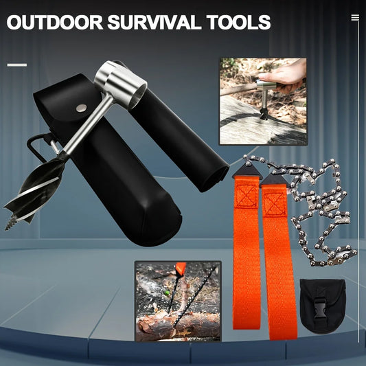 1 set Multi-functional Outdoor Survival Equipment with Drill and Saw - Perfect for Camping and Emergencies
