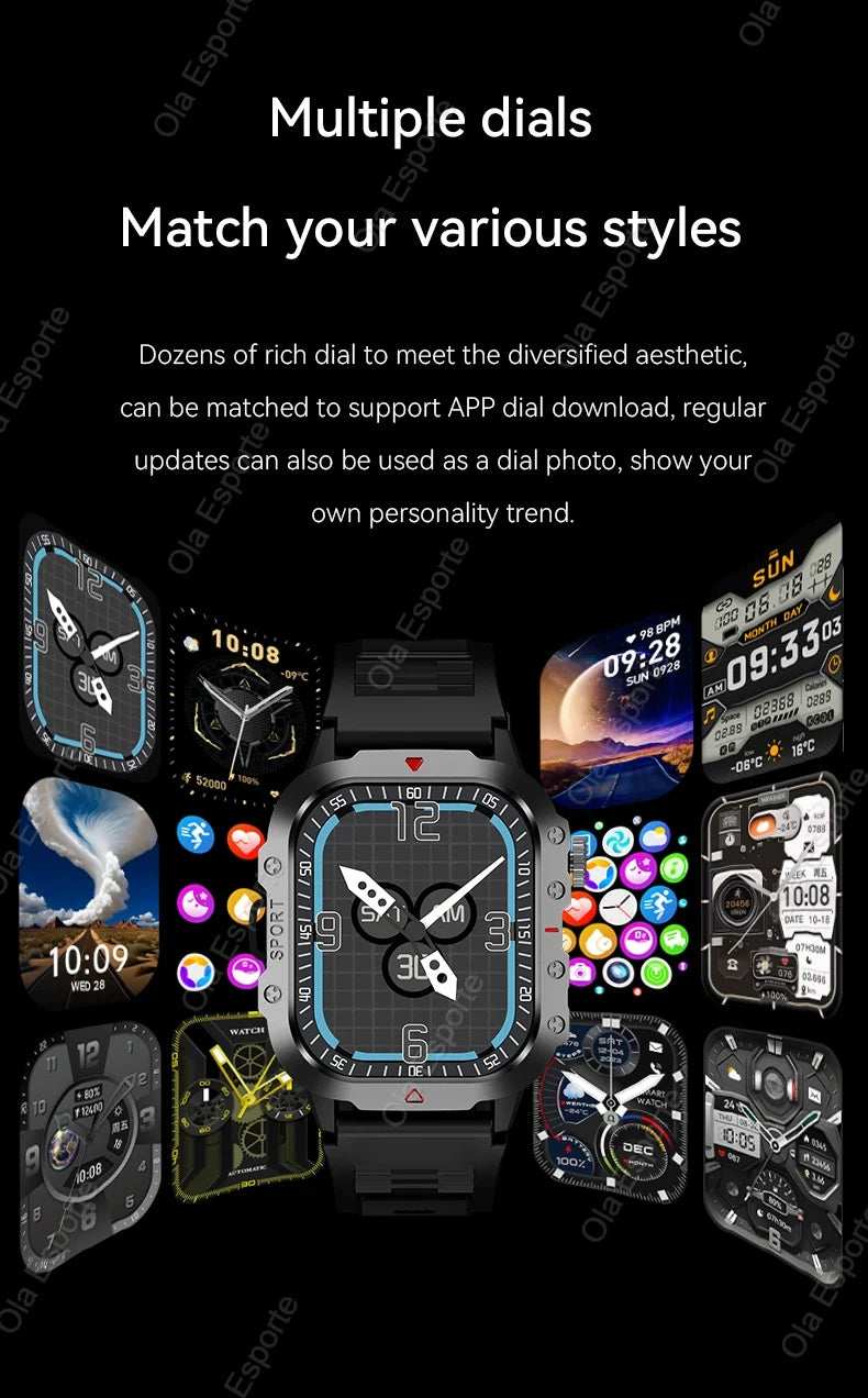 Beach Camp 2025 New LED Men's Smartwatch Bluetooth Talking Smartwatch Multi Sport Mode Health Monitor Outdoor Sport Smart Watch For Android